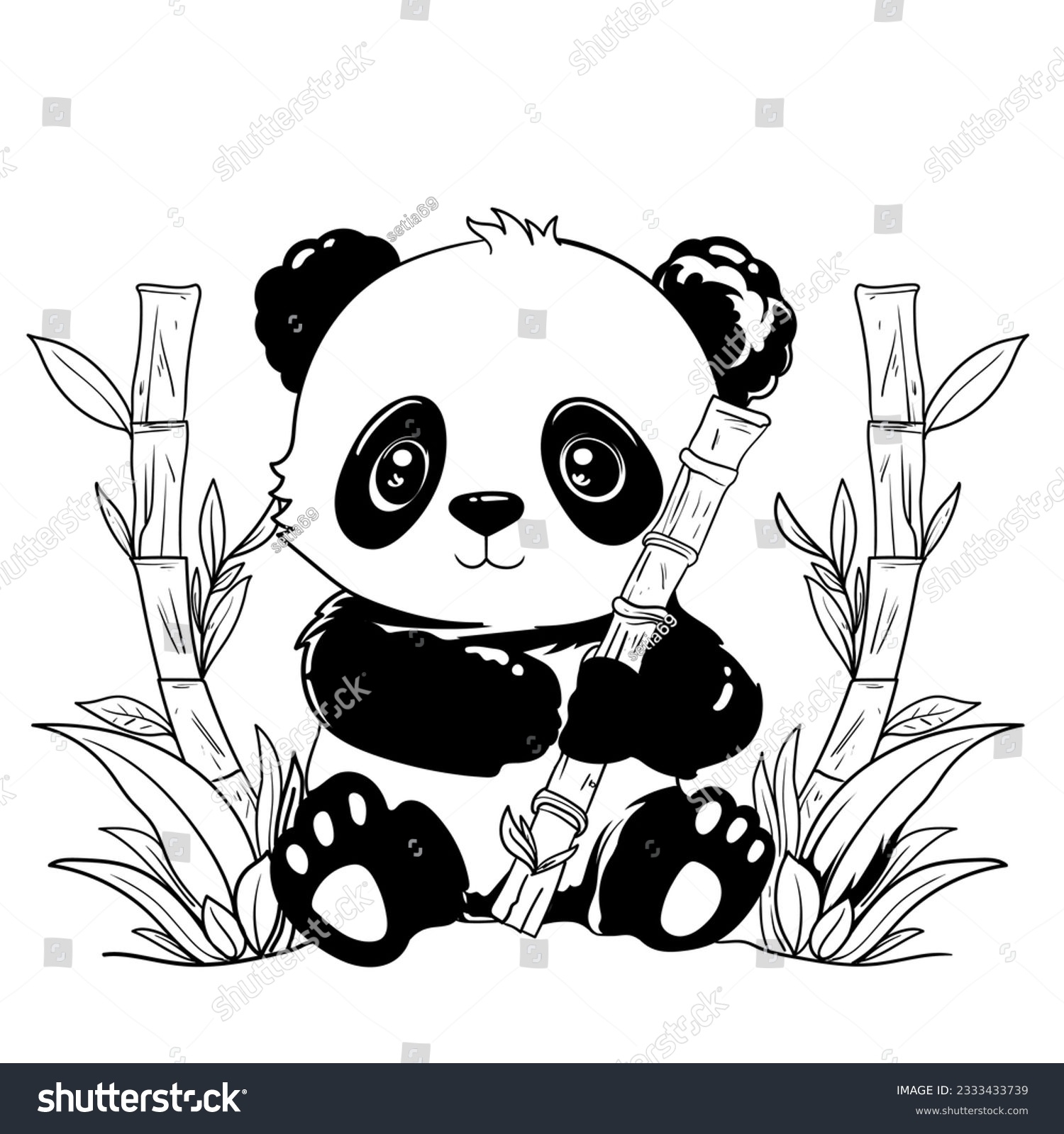 Cute Baby Panda Outline Page Coloring Stock Vector Royalty Free 2333433739 Shutterstock