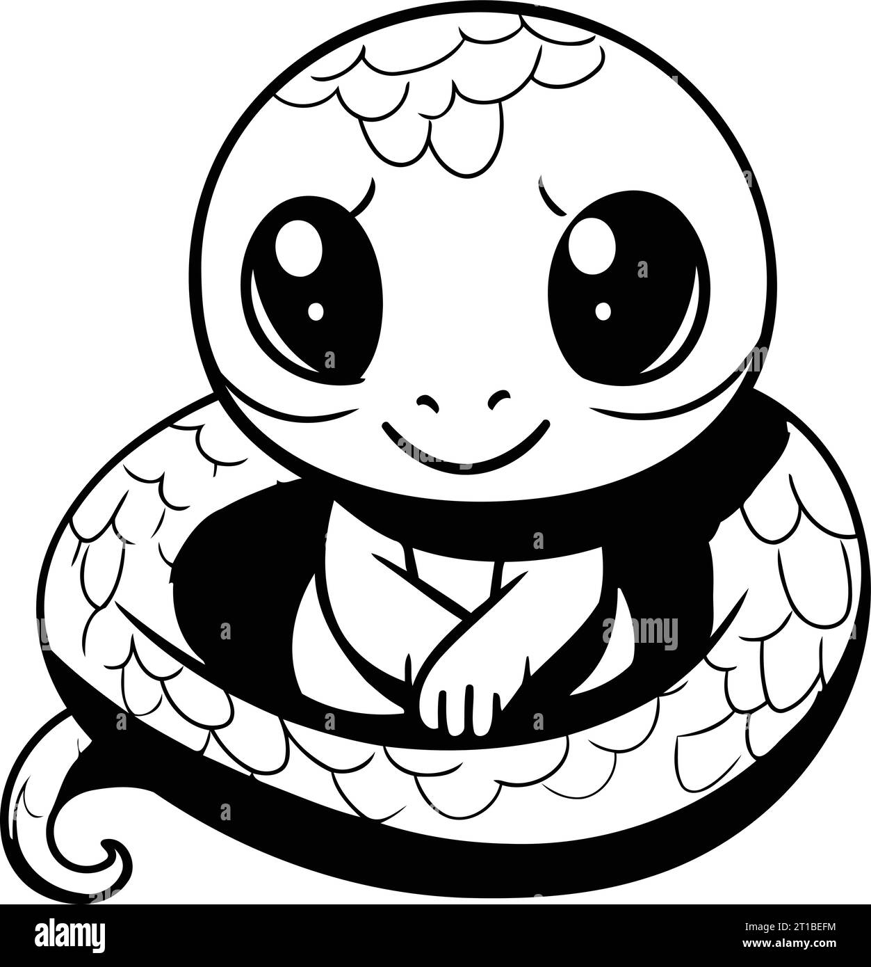 Cute Baby Snake Vector Illustration For Coloring Book Or Page Stock Vector Image Art Alamy