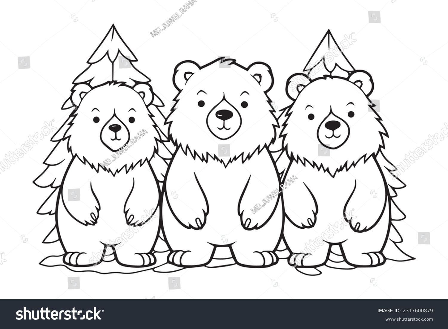 Cute Bear Coloring Pages Kids Coloring Stock Vector Royalty Free 2317600879 Shutterstock
