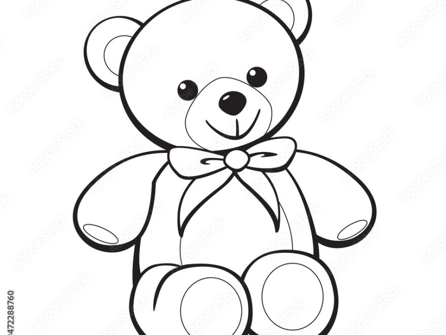 Cute Cartoon Teddy Bear Coloring Book Image Stock Vector Adobe Stock