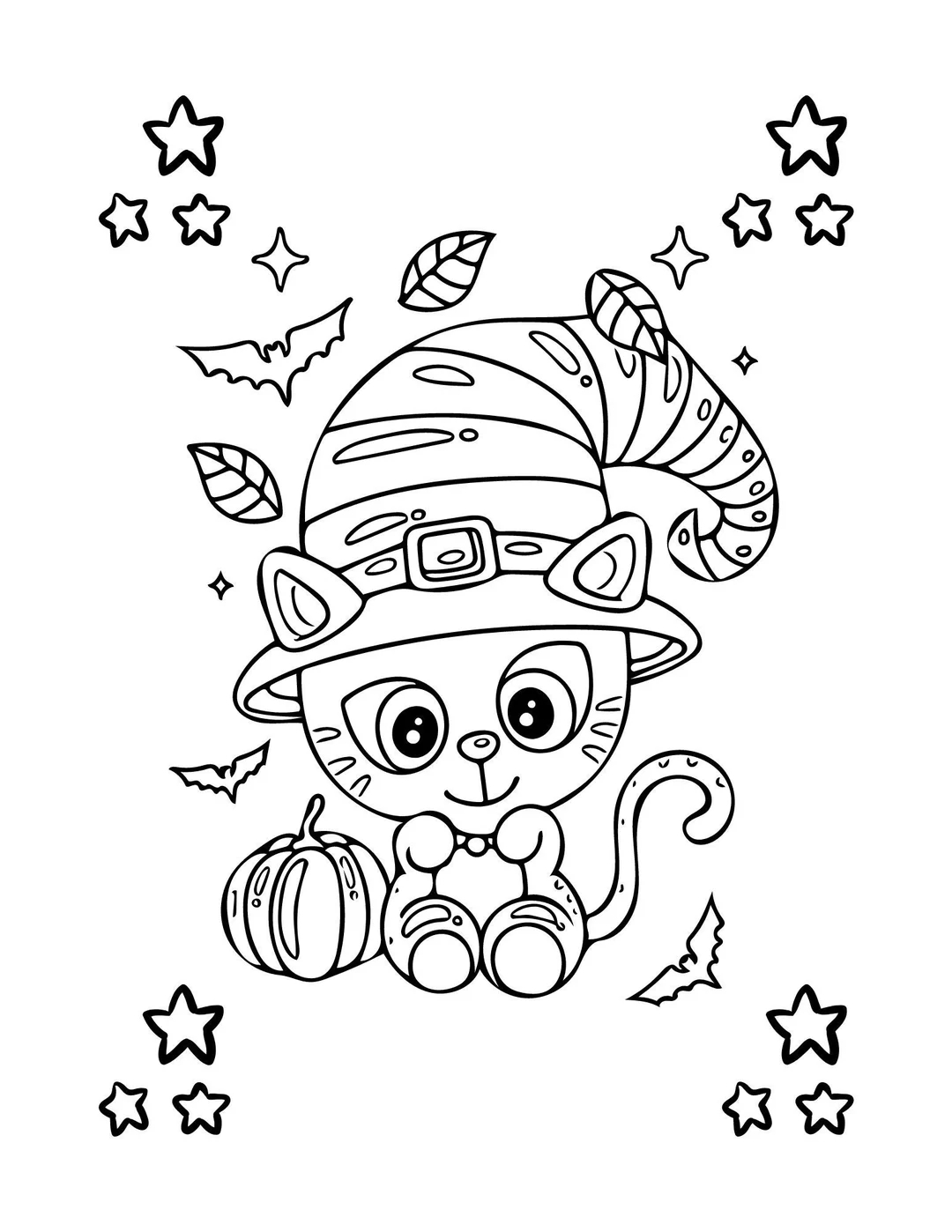 Cute Halloween Kitty Coloring Pages