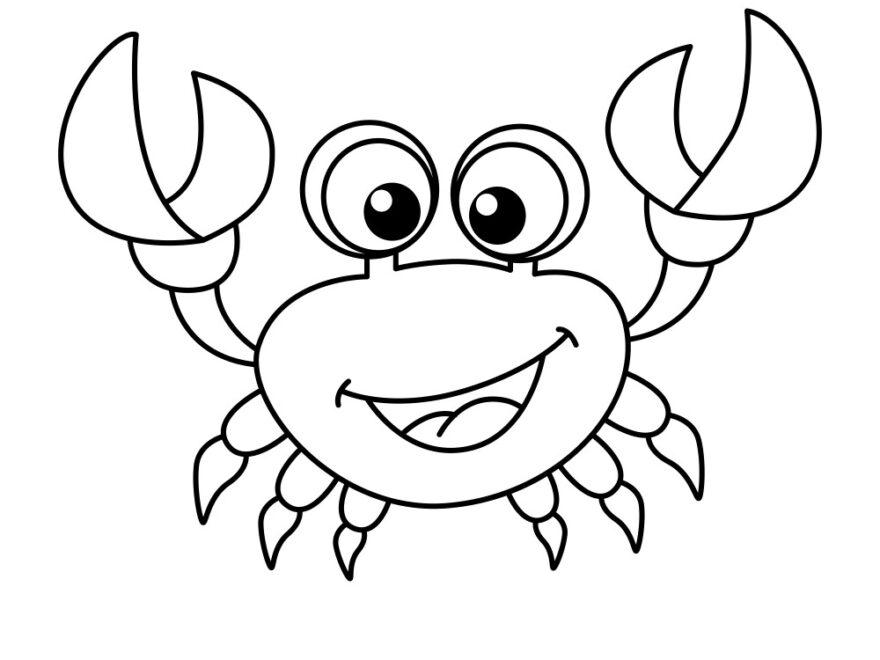 Cute Crab Cartoon Coloring Page For Kids Vector Image