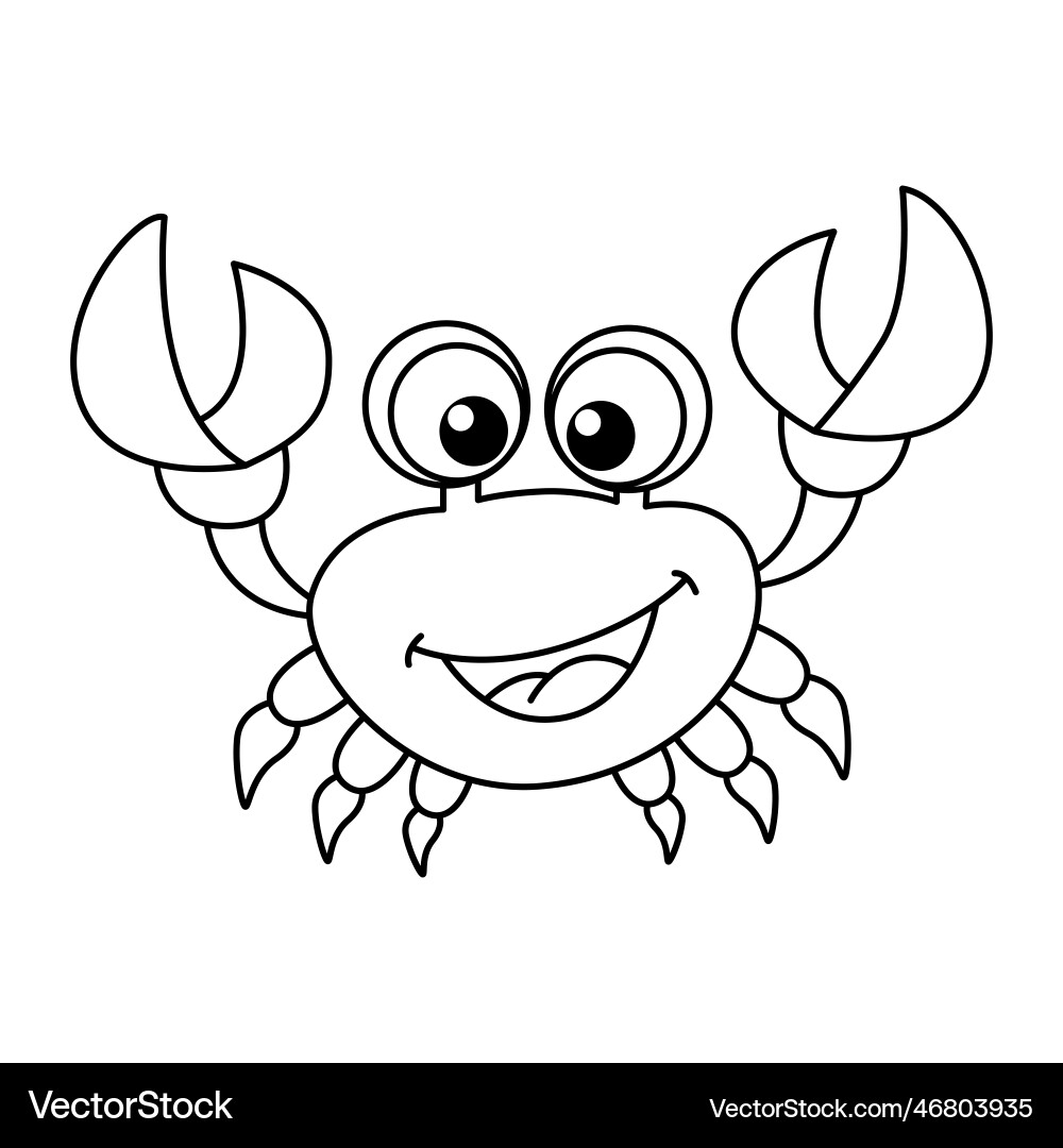 Cute Crab Cartoon Coloring Page For Kids Vector Image