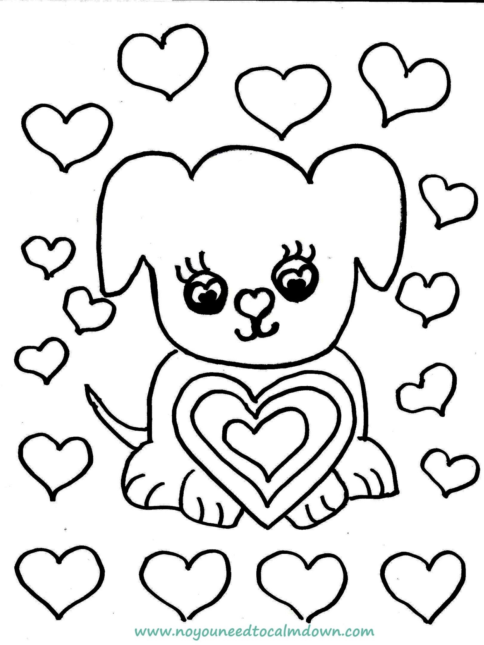 Cute Dog Valentine s Day Coloring Page Free Printable No YOU Need To Calm Down 