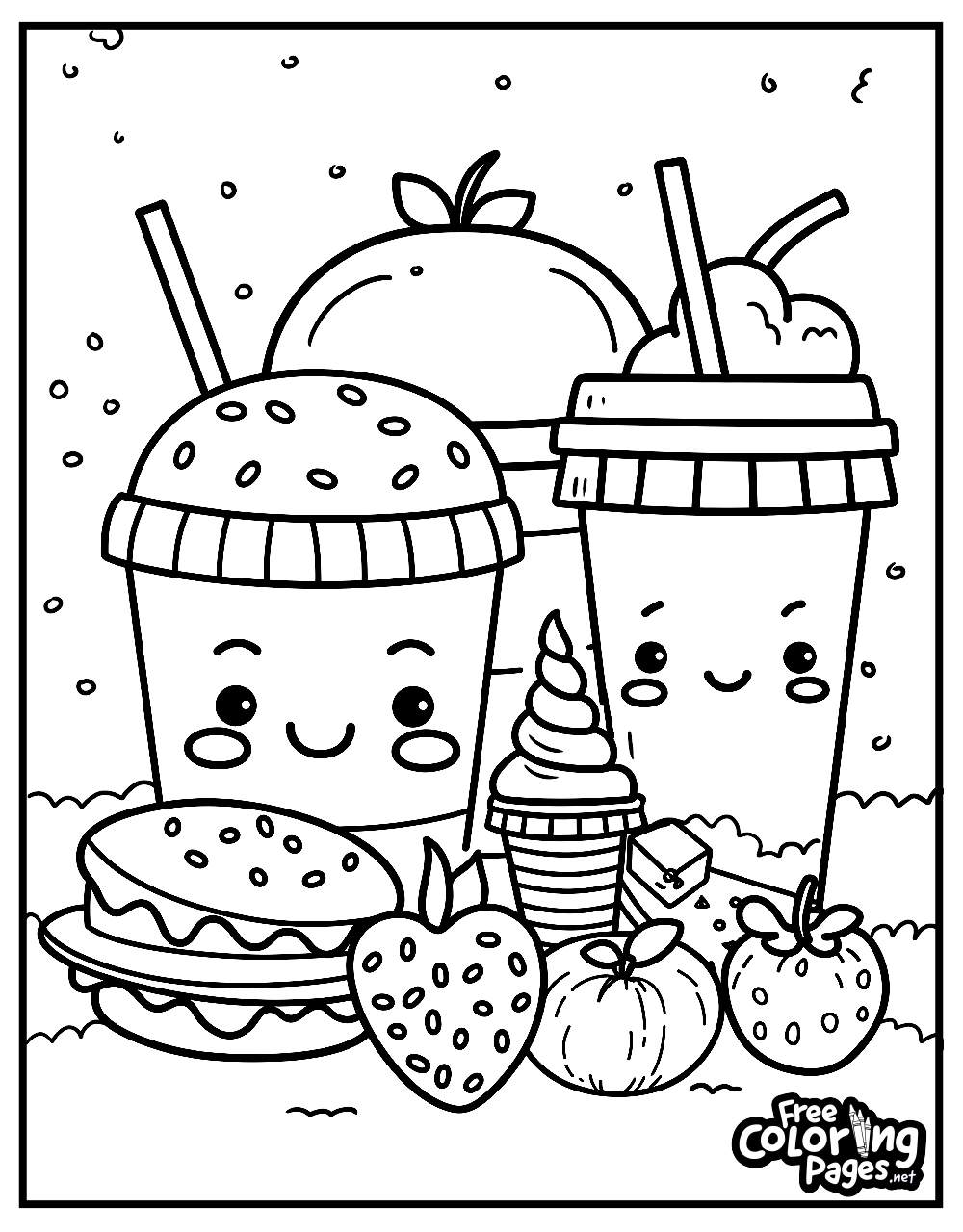 Coloring Pages Food And Drink Cute