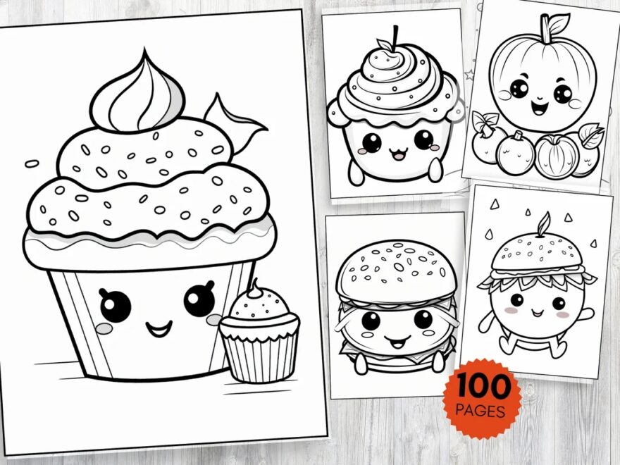 Cute Food Coloring Pages Kawaii Food Printable Funny Pizza Coloring Page Funny Food Coloring Page Cute Burger Coloring Page Etsy