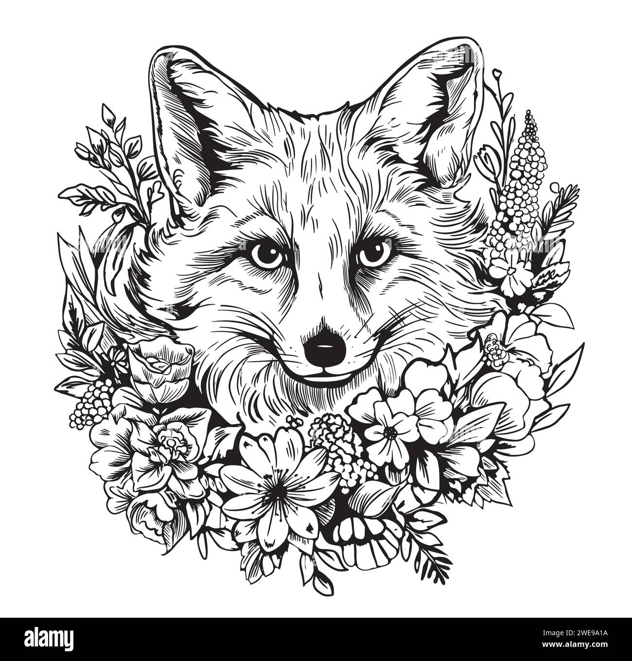 Cute Fox Coloring Pages To Print Cut Out Stock Images Pictures Alamy
