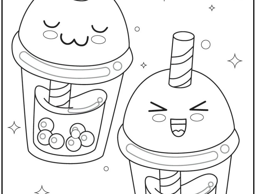 Cute Kawaii Food Coloring Pages Etsy