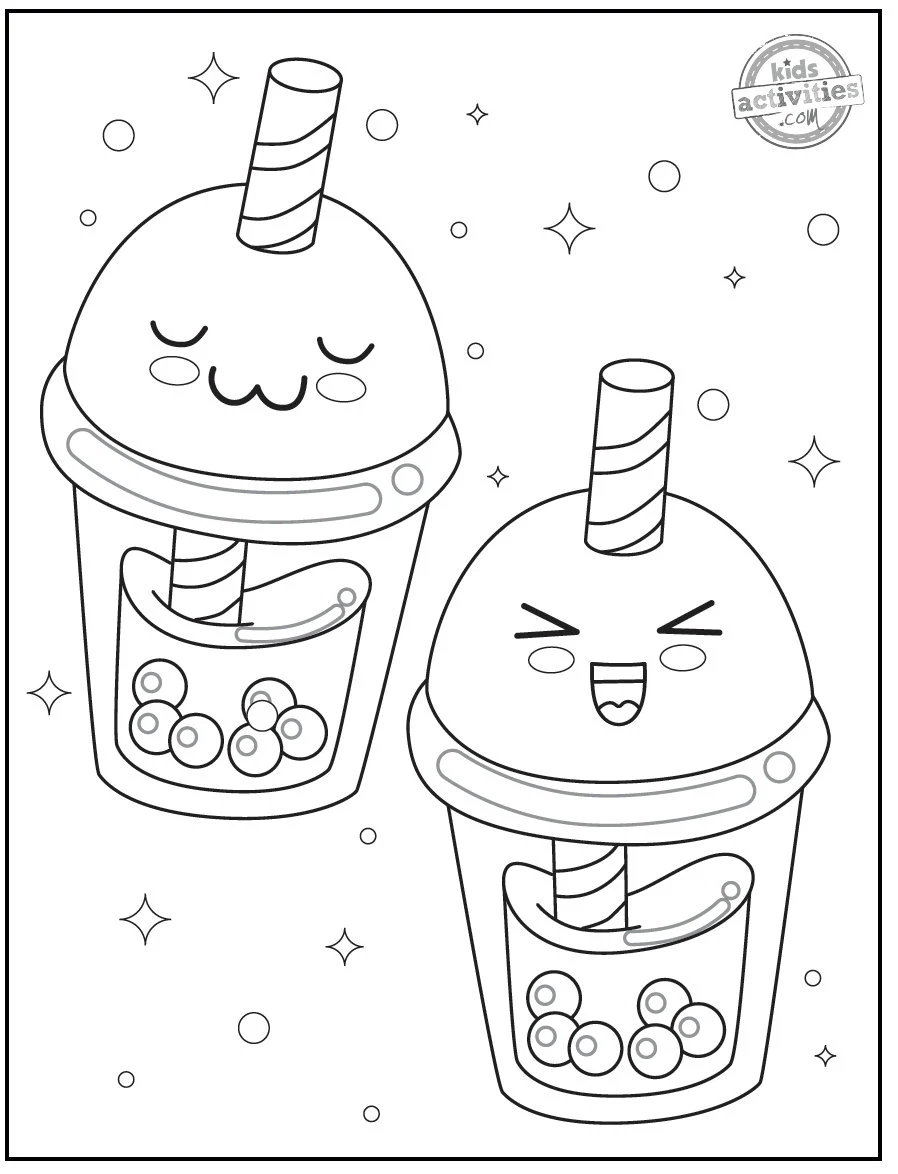 Cute Kawaii Food Coloring Pages Etsy