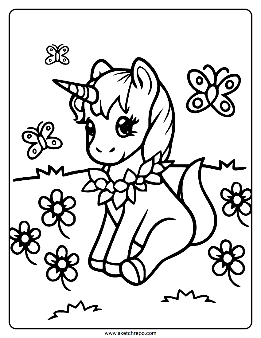 Cute Kawaii Unicorn Coloring Page Sketch Repo