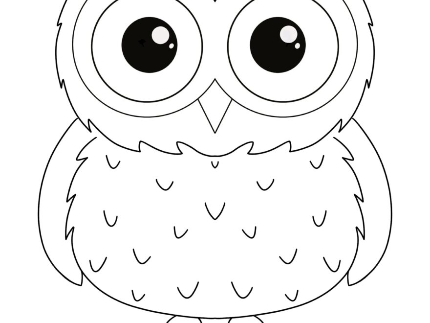 Cute Owl Coloring Page For Kids Digital Download Full Page Owl Coloring Page PDF PNG JPG Etsy