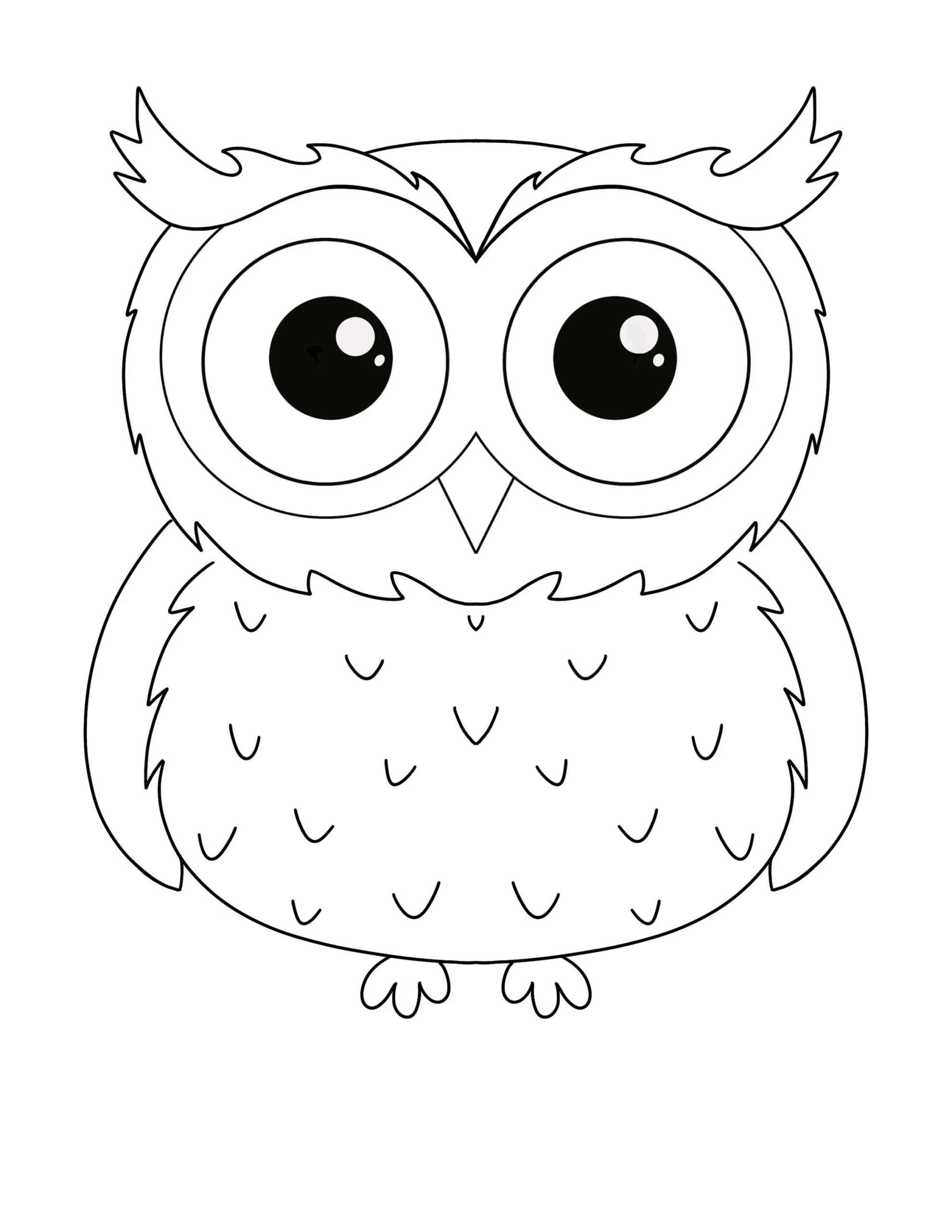 Cute Owl Coloring Page For Kids Digital Download Full Page Owl Coloring Page PDF PNG JPG Etsy