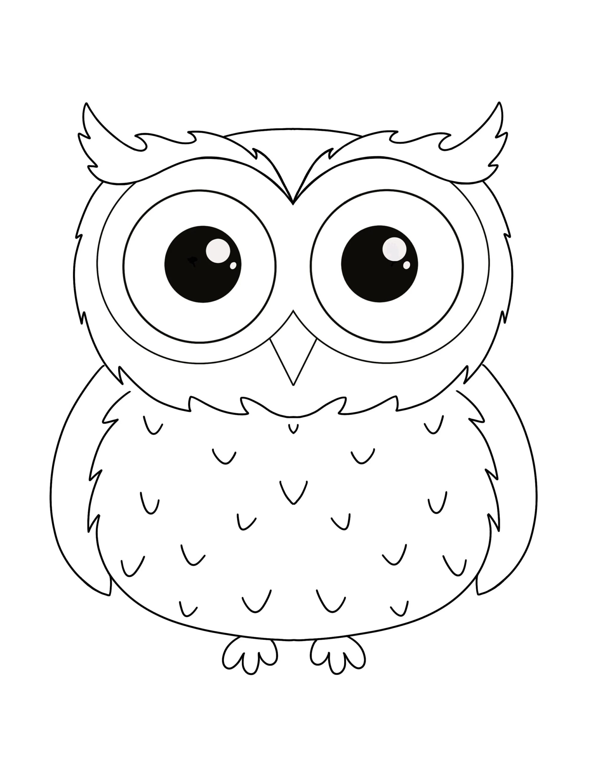 Cute Owl Coloring Page For Kids Digital Download Full Page Owl Coloring Page PDF PNG JPG Etsy