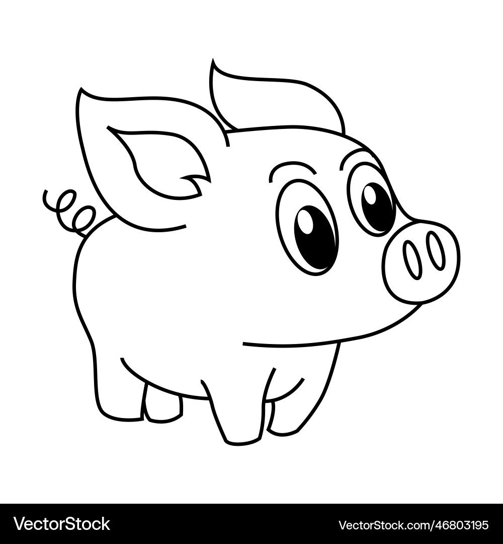 Cute Pig Cartoon Coloring Page For Kids Royalty Free Vector Cute Pig Cartoon Coloring Page For Kids Royalty Free Vector
