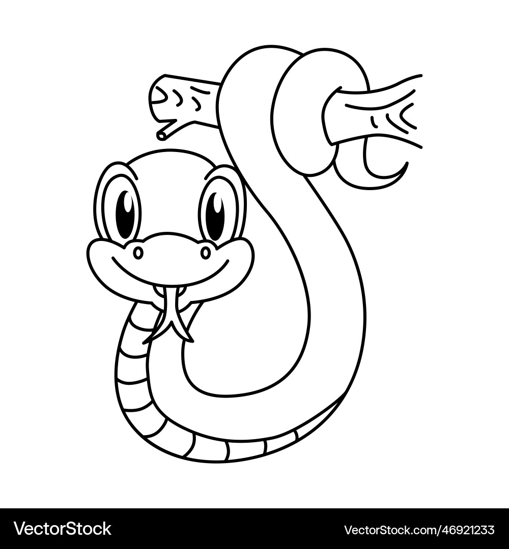 Cute Snake Cartoon Coloring Page For Kids Vector Image