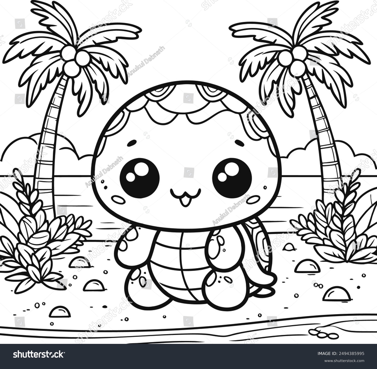 Cute Turtle Coloring Pages Kids ute Stock Vector Royalty Free 2494385995 Shutterstock