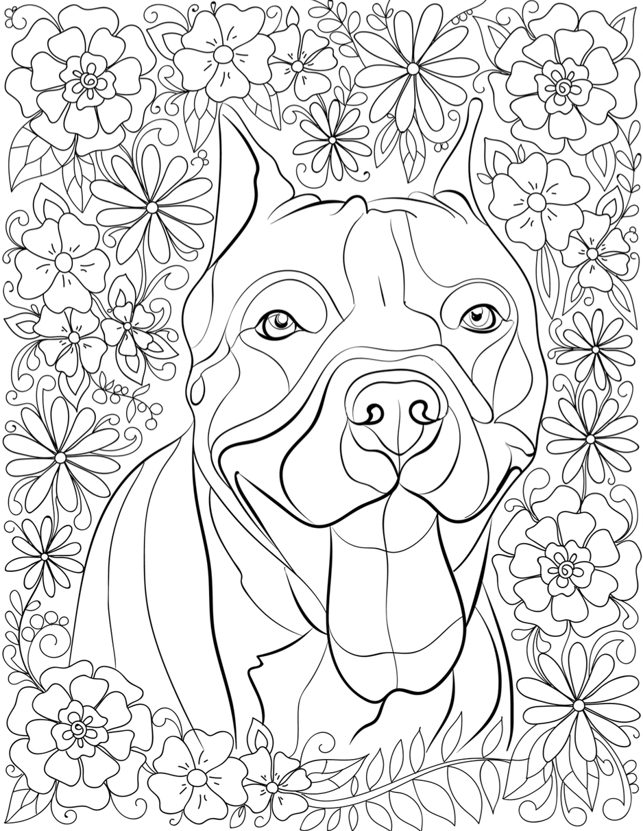 De stress With Pit Bulls Downloadable 10 Page Coloring Book For Adults Who Love Dogs Print Instantly IHeartDogs