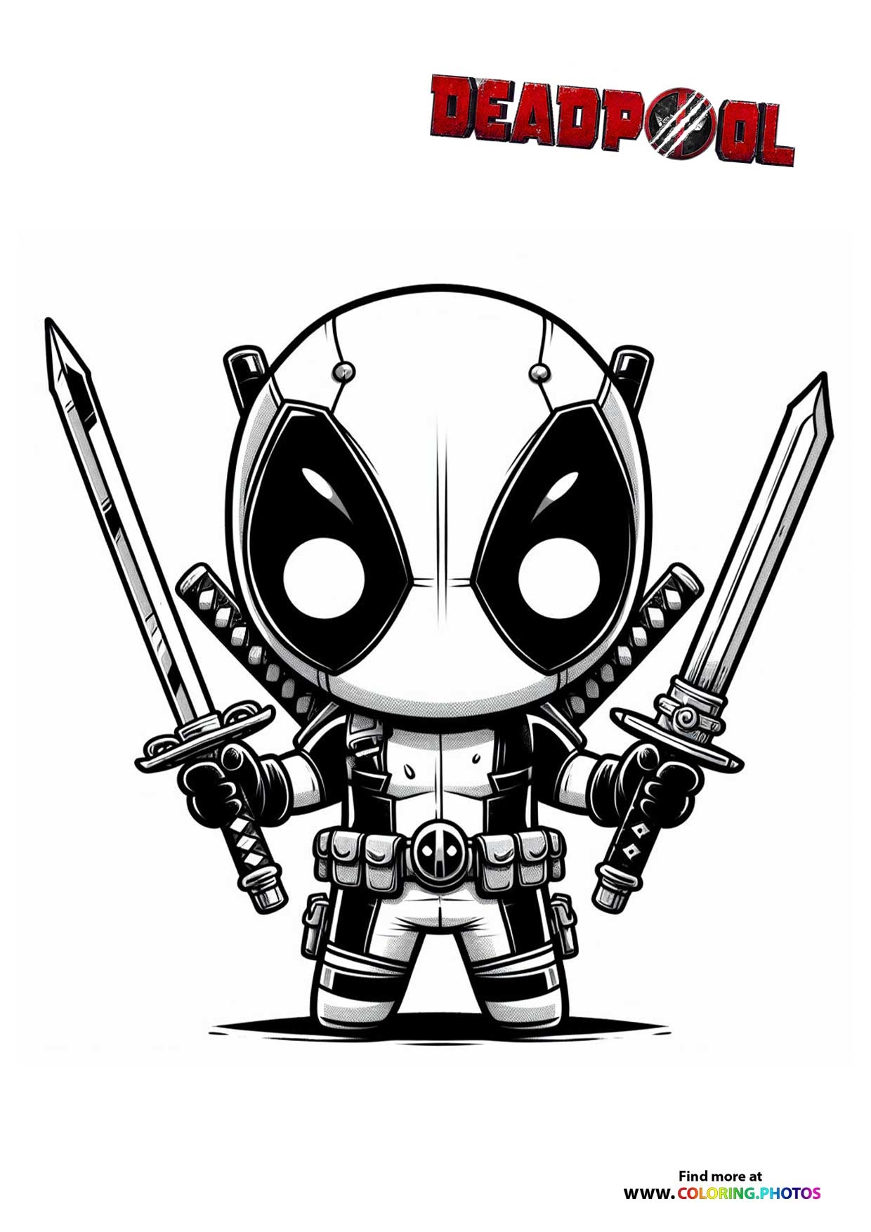 Deadpool From Marvel Coloring Pages For Kids Free Print Or Download