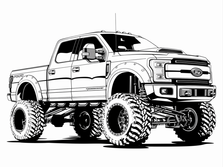 Diesel Truck Lifted Truck Coloring Pages Free Printable
