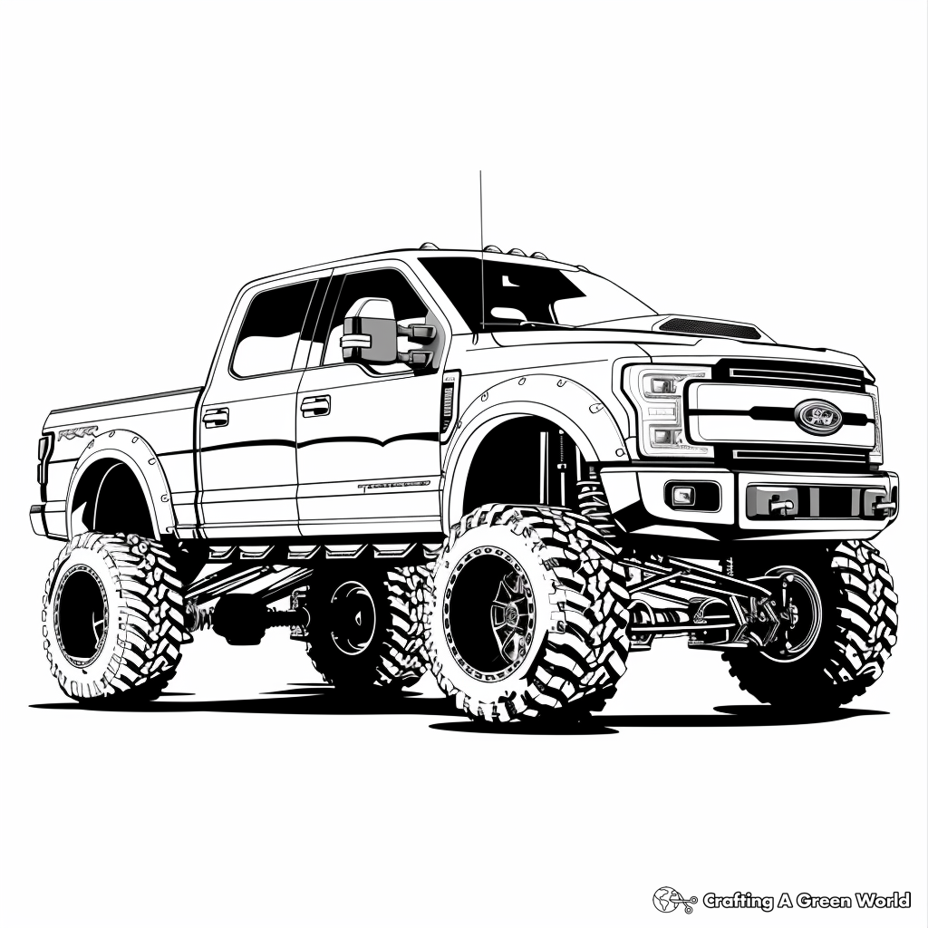 Diesel Truck Lifted Truck Coloring Pages Free Printable 