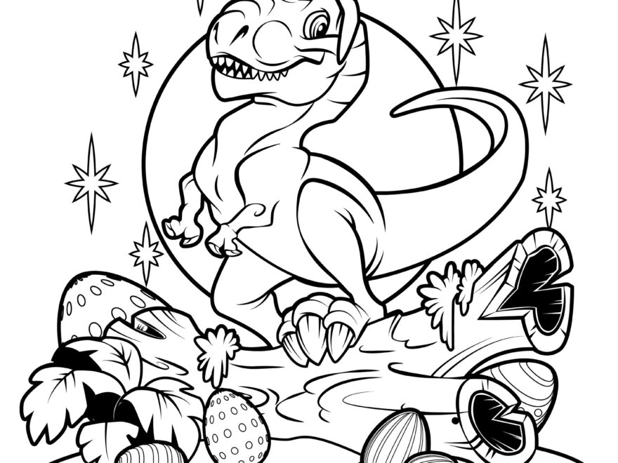 Dino Easter Coloring Page Digital Download T rex Bunny Happy Easter Printable PDF Etsy Israel