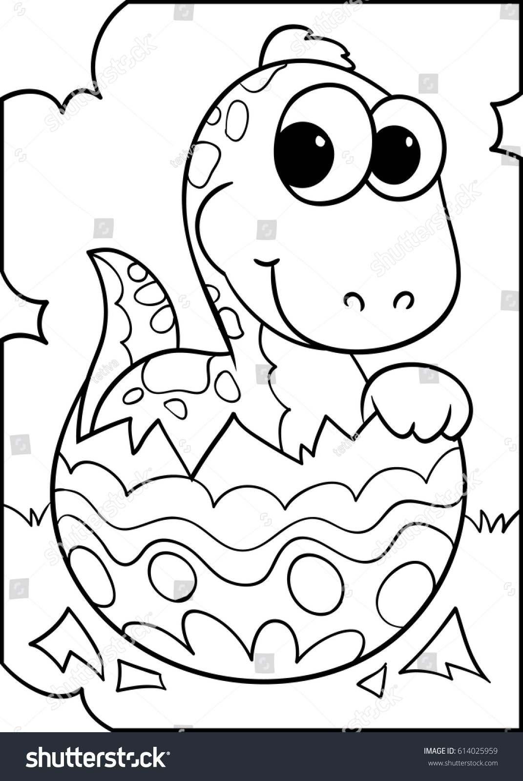 Dinosaur Easter Egg Coloring Happy Easter Stock Vector Royalty Free 614025959 Shutterstock