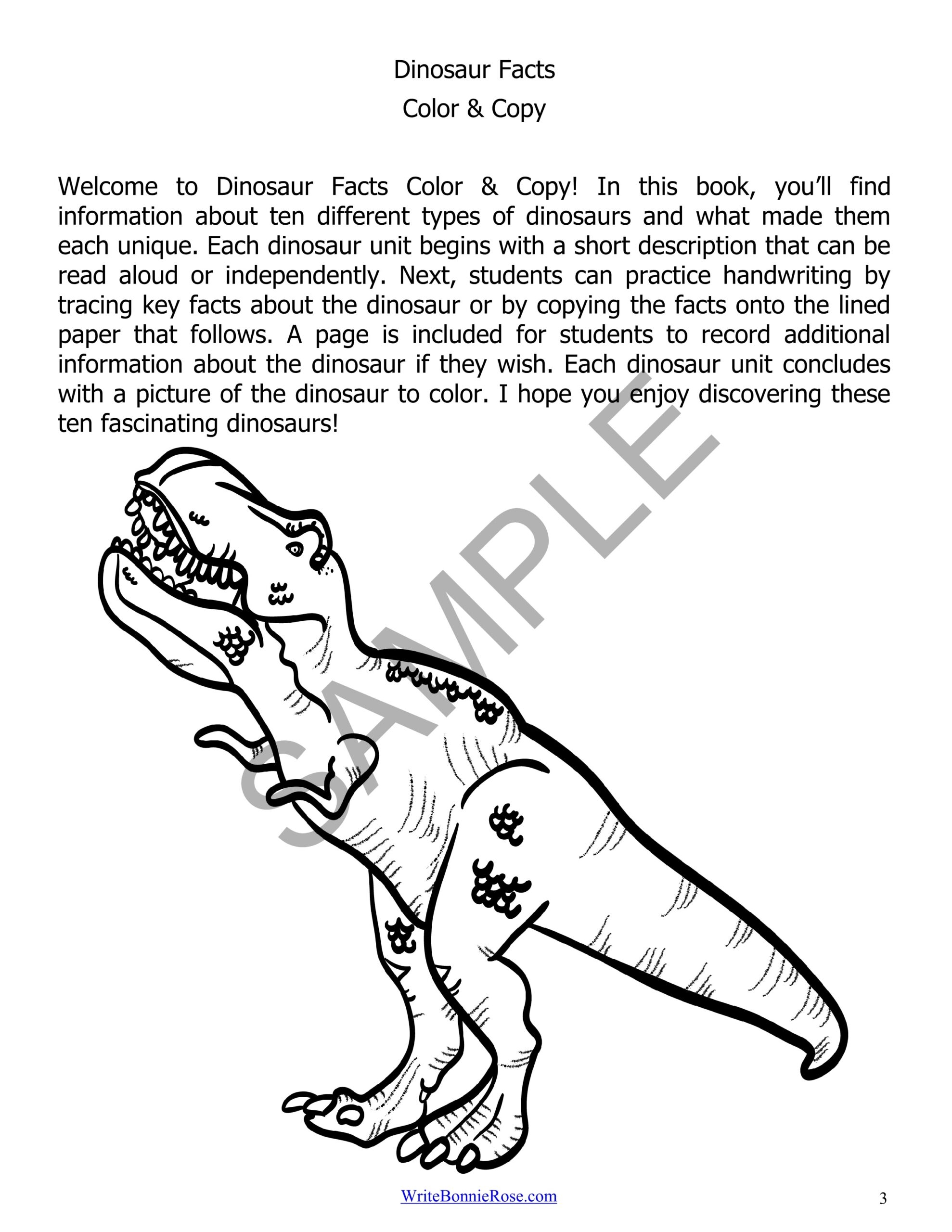 Dinosaur Facts Color Copy Made By Teachers