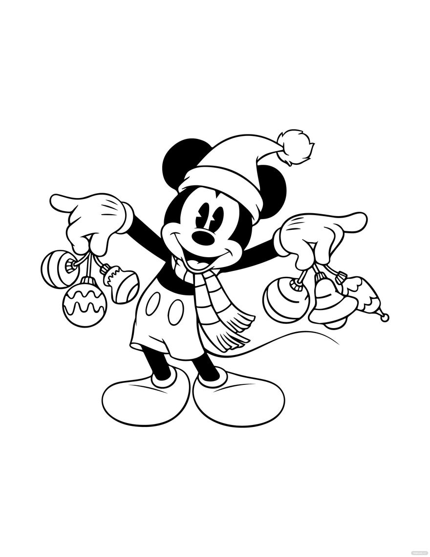 Disney Christmas Coloring Page In Illustrator PDF SVG JPG EPS PNG Download Template