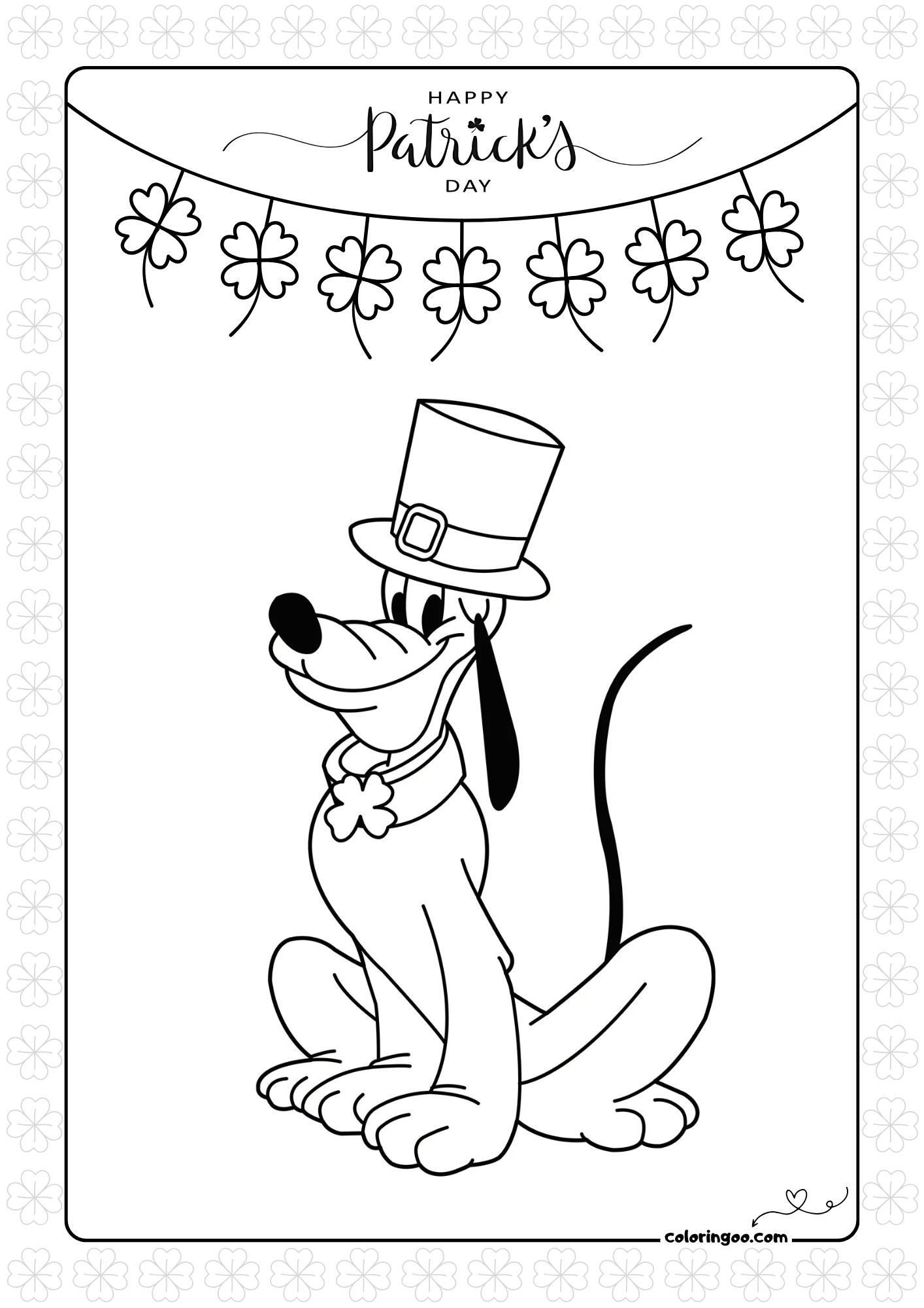 Disney Pluto St Patrick s Day Coloring Page