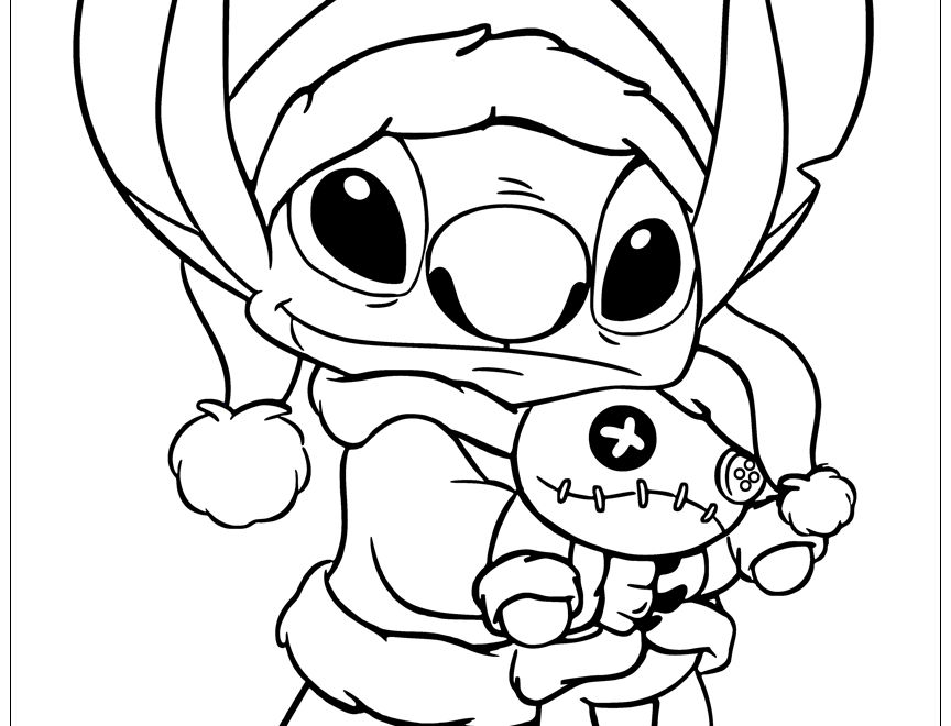 Disney Stitch Christmas Coloring Pages Disneyclips