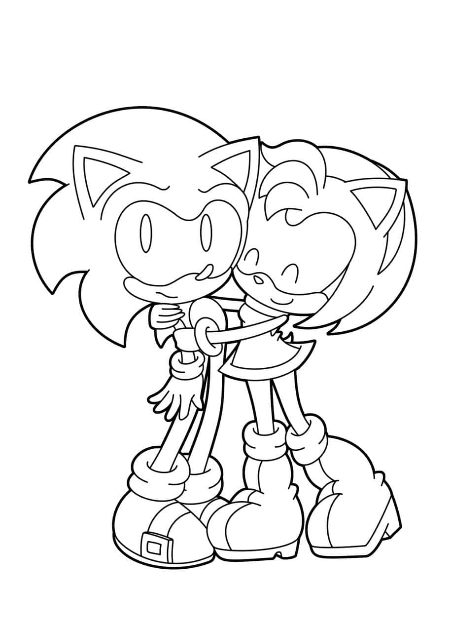 Download Sonic Coloring Amy Rose Hugging Sonic Picture Wallpapers