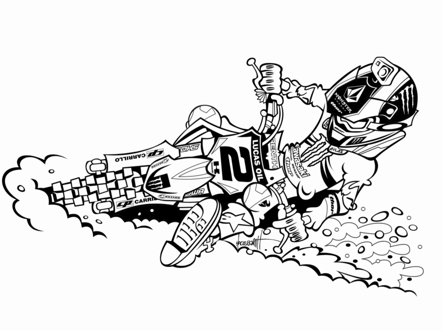 Downloadable Motocross Coloring Pages For Kids Racer X