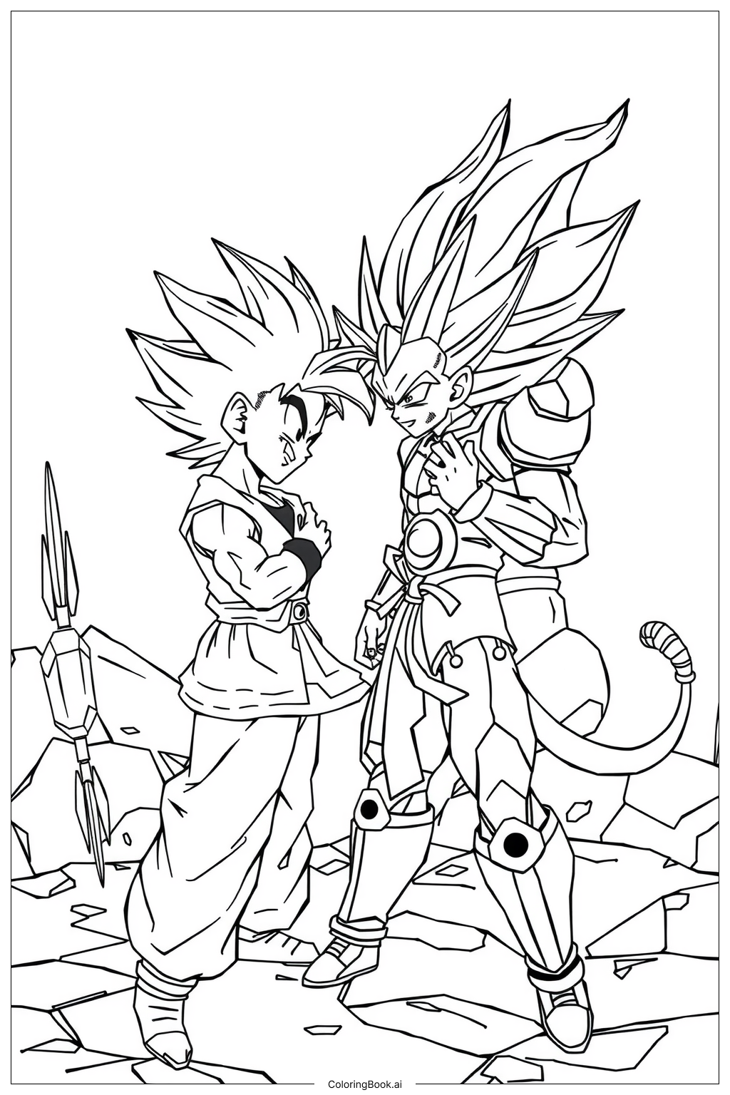 Dragon Ball Z Gohan Vs Cell Epic Battle Coloring Page Free PDF PNG Printable 