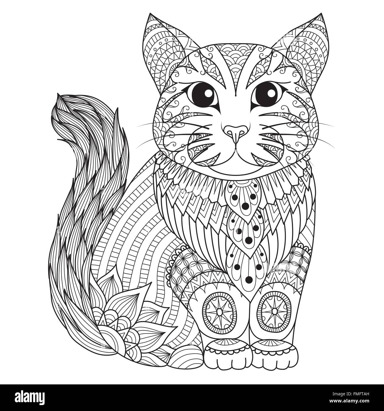 Drawing Zentangle Cat For Coloring Page Shirt Design Effect Logo Tattoo And Decoration Stock Vector Image Art Alamy
