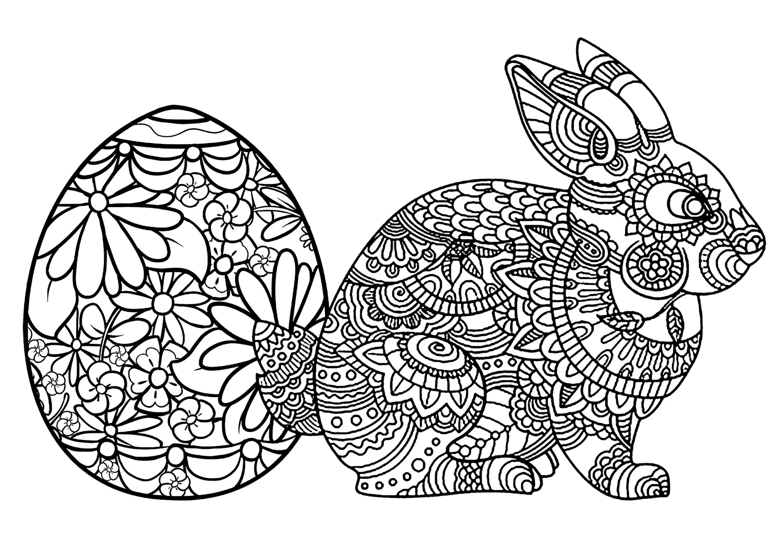 Easter Egg And Rabbit Easter Coloring Pages For Adults Easter Egg And Rabbit Easter Coloring Pages For Adults
