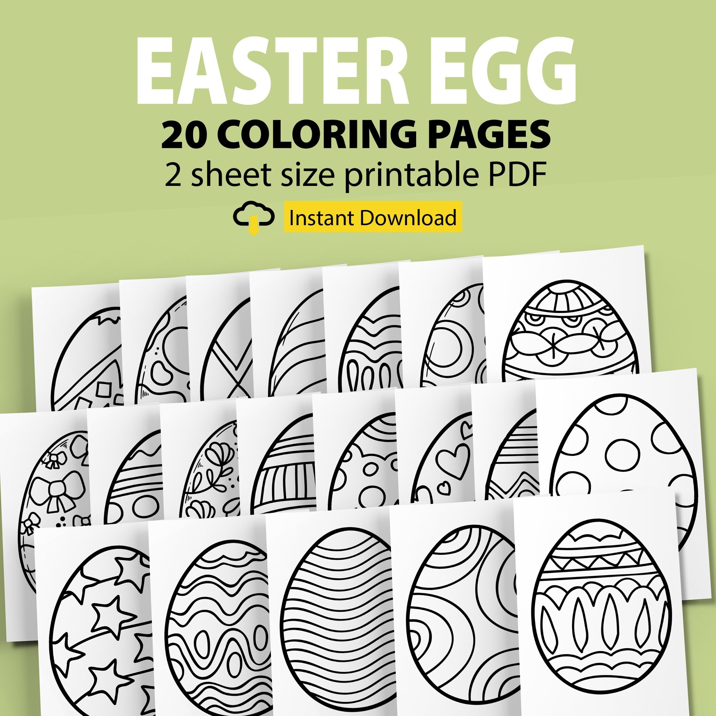 Easter Egg Coloring Page Printable 20 Coloring Sheets Coloring For Kids And Adults Geometric Pattern Design For Coloring Easter Activity Etsy
