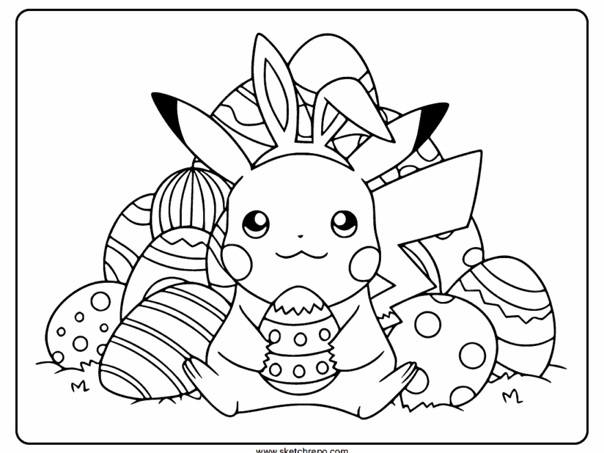 Easter Pikachu Coloring Page Sketch Repo