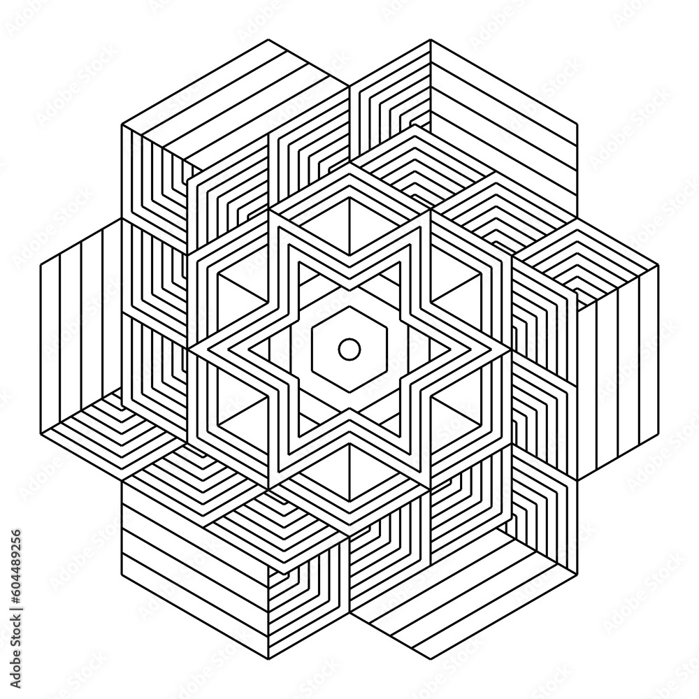 Easy Coloring Pages For Adults Coloring Page Of Geometric Abstract Mandala Simple Mandala In A Hexagon Shape EPS 8 668 Stock Vector Adobe Stock