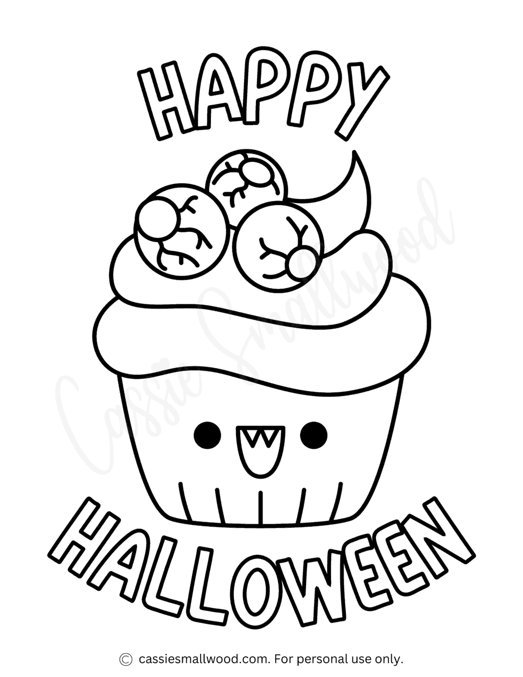 Easy Cute Halloween Coloring Page Cassie Smallwood