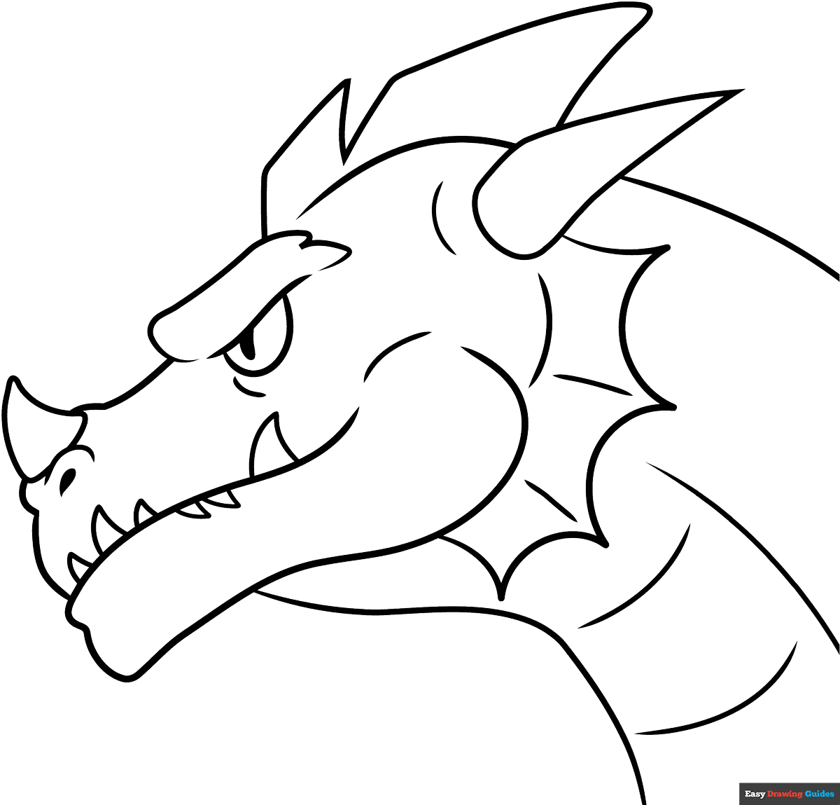 Easy Dragon Head Coloring Page Easy Drawing Guides