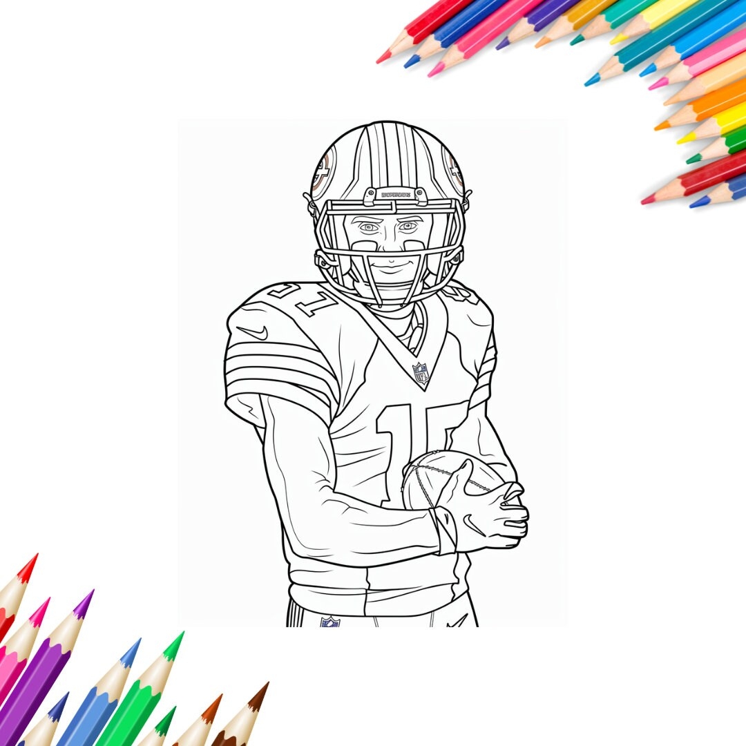 Easy Football Coloring Pages High Quality Coloring Books Printable Letter And A4 Size Coloring Pages Etsy