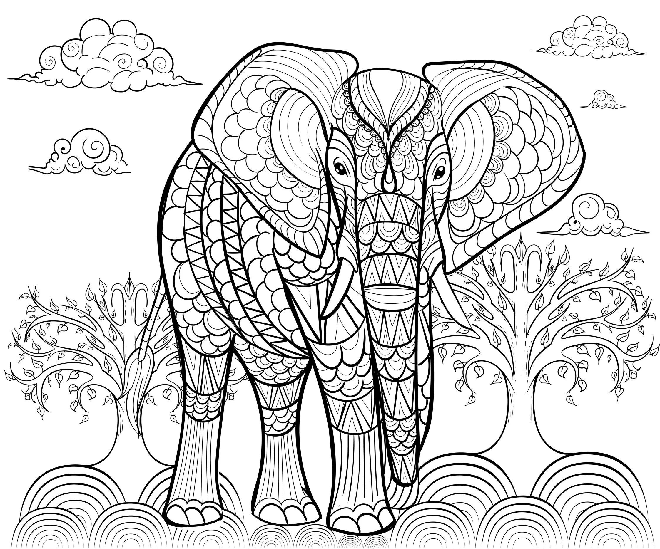 Elephant By Alfadanz Elephant Coloring Pages For Adults Page Coloring art 