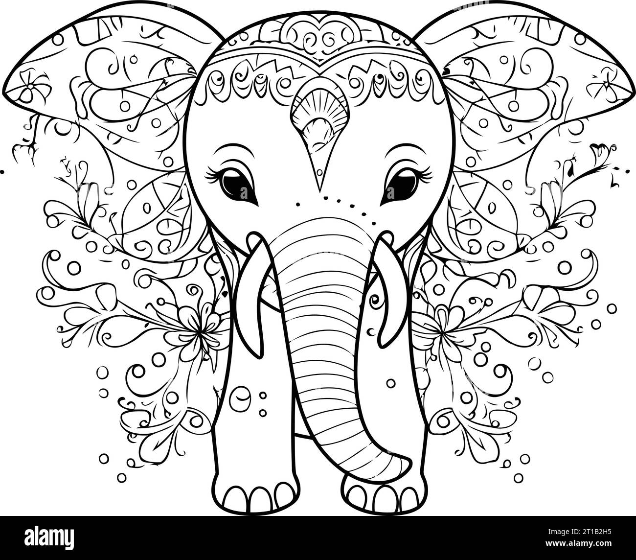 Elephant Coloring Pages For Adults Cut Out Stock Images Pictures Alamy