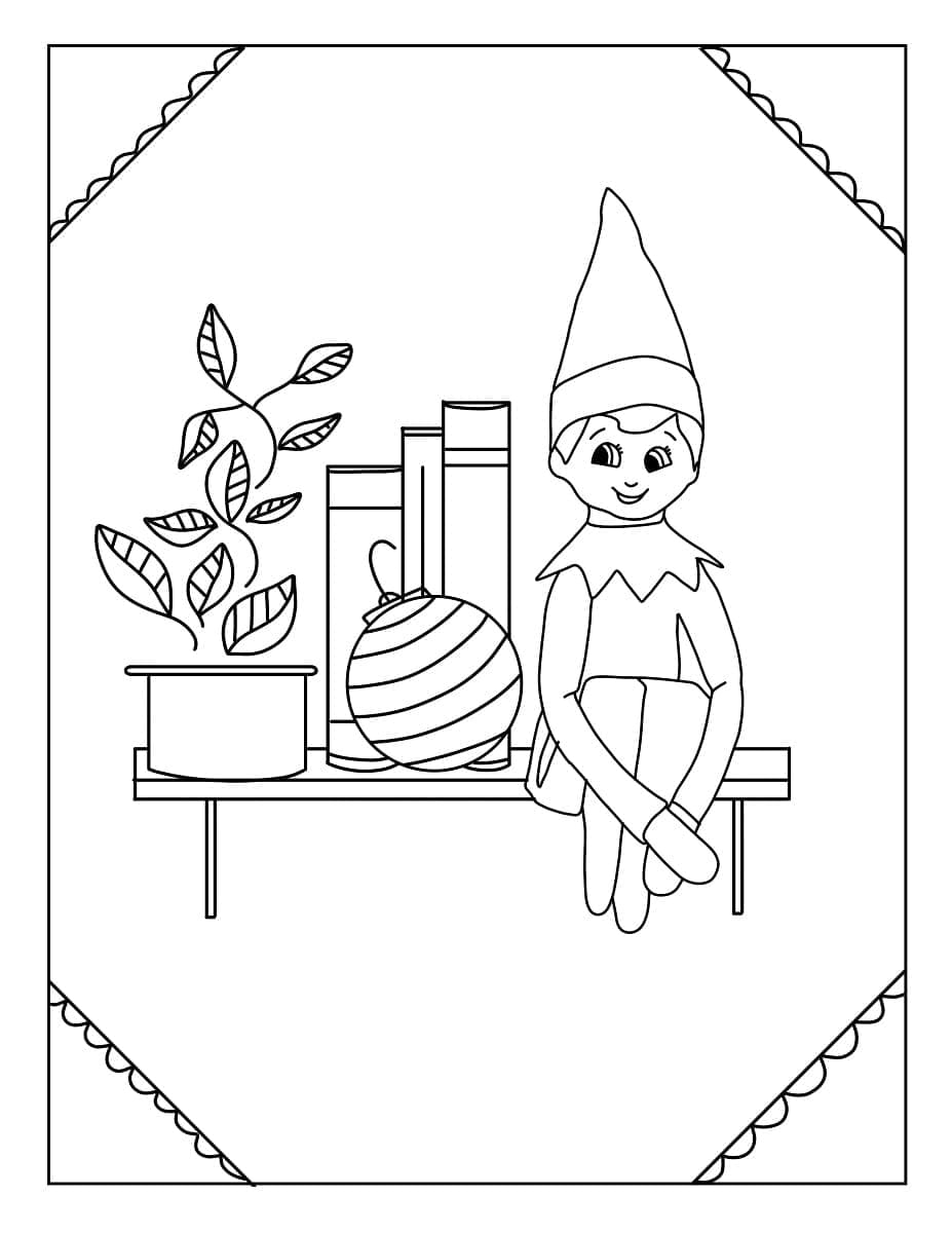 Elf On The Shelf And Christmas Tree Coloring Page Download Print Or Color Online For Free