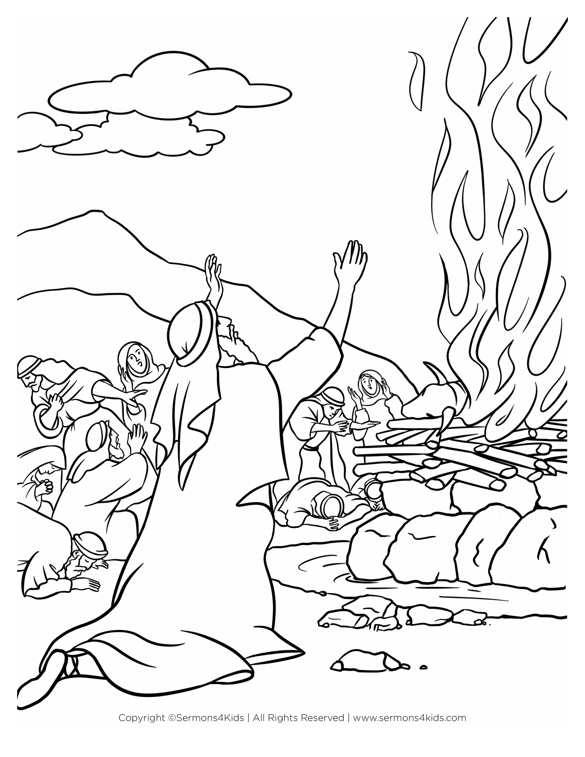 Elijah Vs The Prophets Of Baal Children s Coloring Page From Sermon 