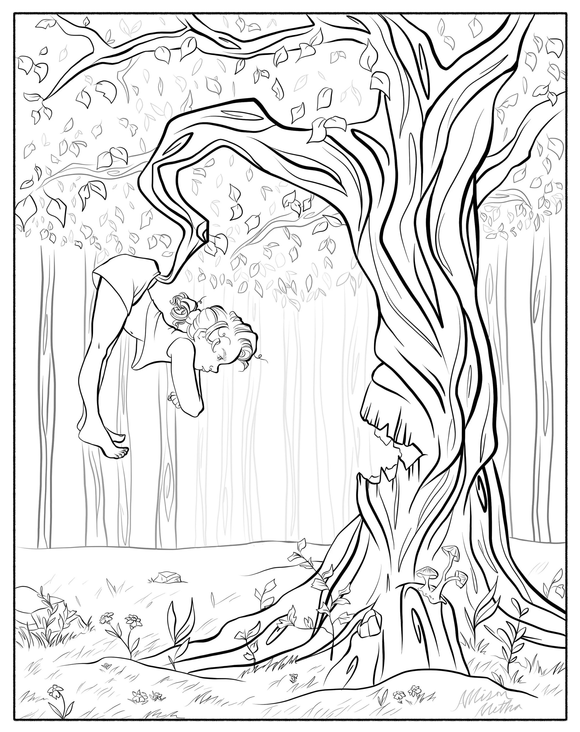 Enchanted Forest Coloring Page 3 Whimsical Coloring Page Fantasy Coloring Page Coloring Page For Adults Coloring Page For Kids Etsy