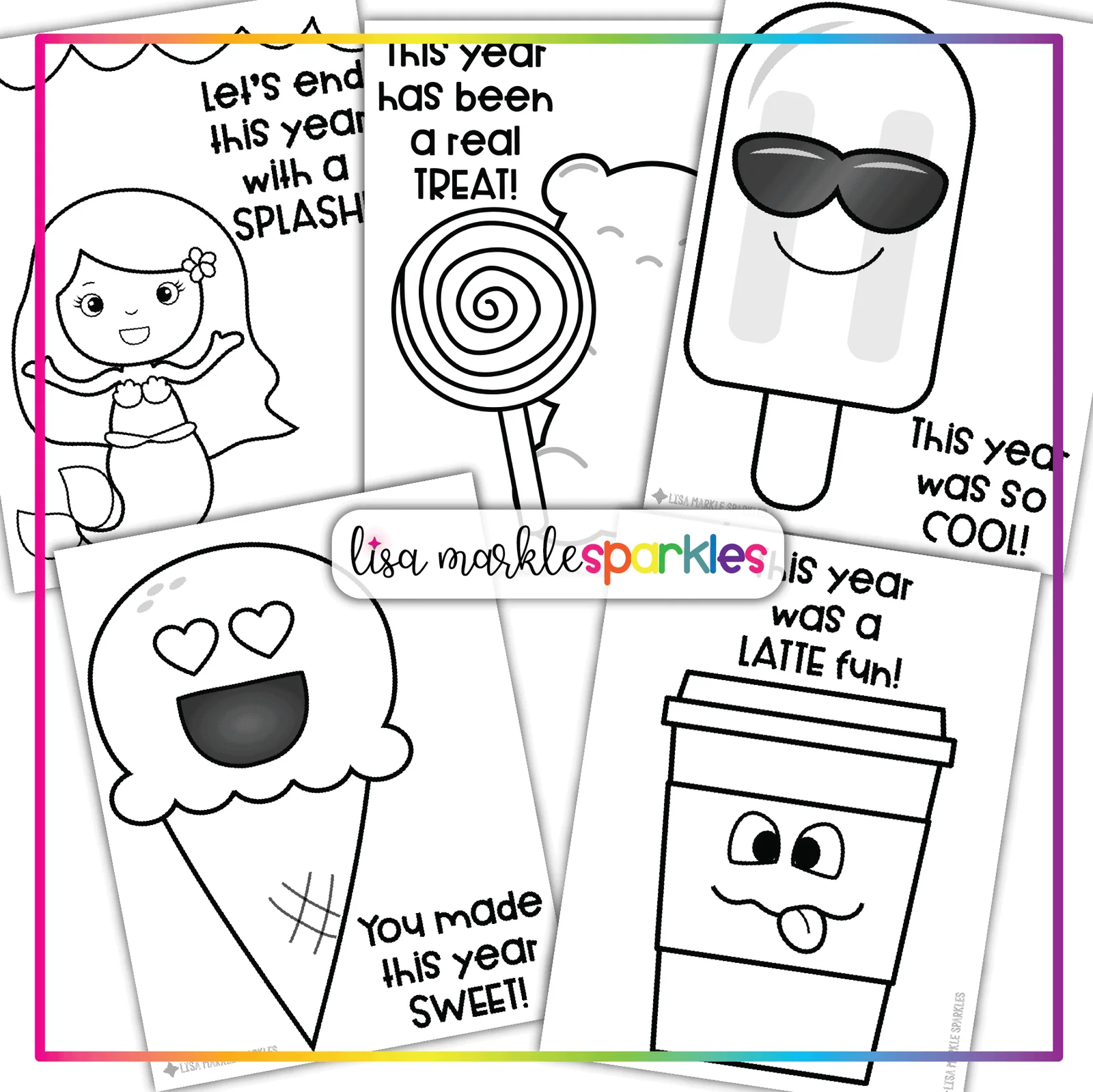 End Of Year Coloring Pages Printable PDF Activity Lisa Markle Sparkles Clipart And Graphic Design