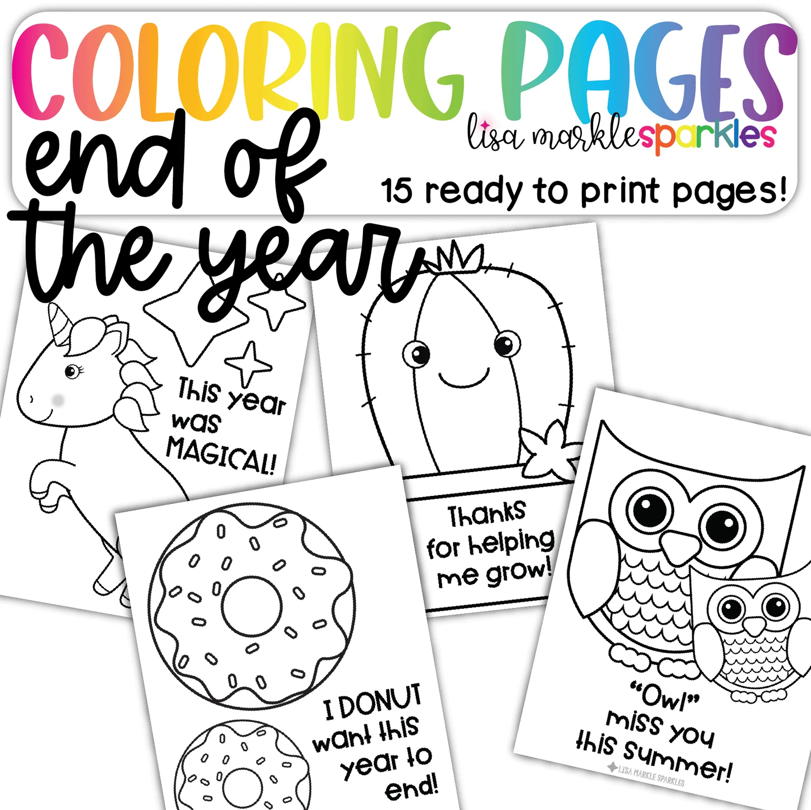 End Of Year Coloring Pages Printable PDF Activity Lisa Markle Sparkles Clipart And Graphic Design