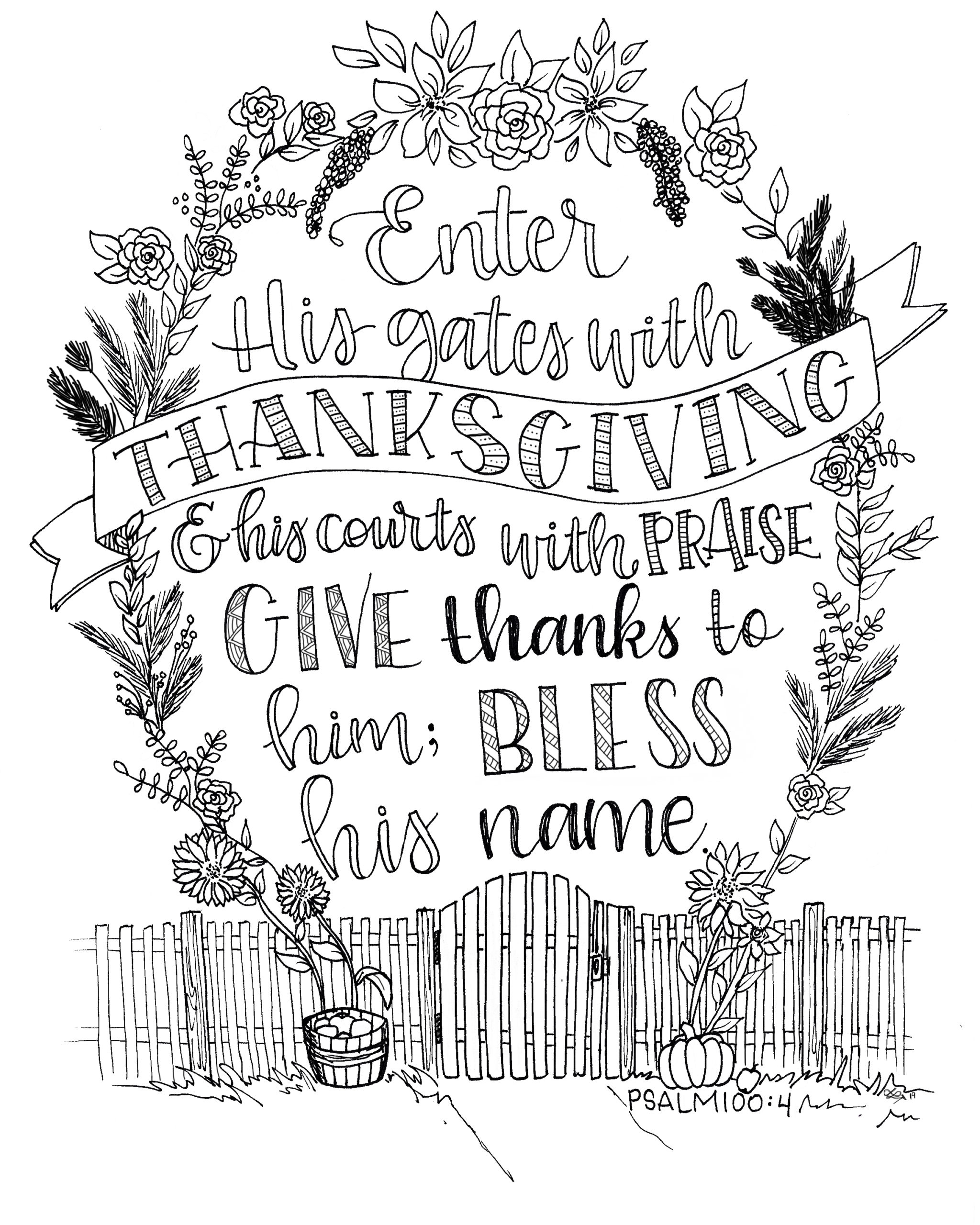 Enter His Gates With Thanksgiving Psalm 100 4 Coloring Page Lutheran Homeschool