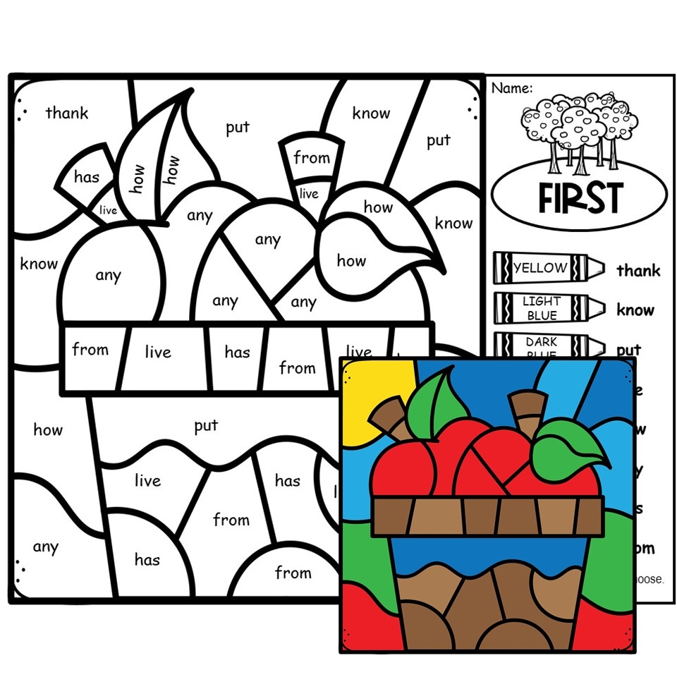 Fall Color By Code Sight Words First Grade Made By Teachers